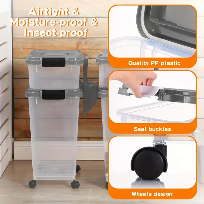 Airtight Rolling Pet Food Storage Container with Scoop