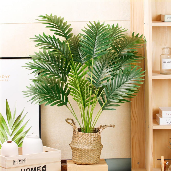 28" Fake Palm Tree, Artificial Floor Plant with Boho Woven Basket