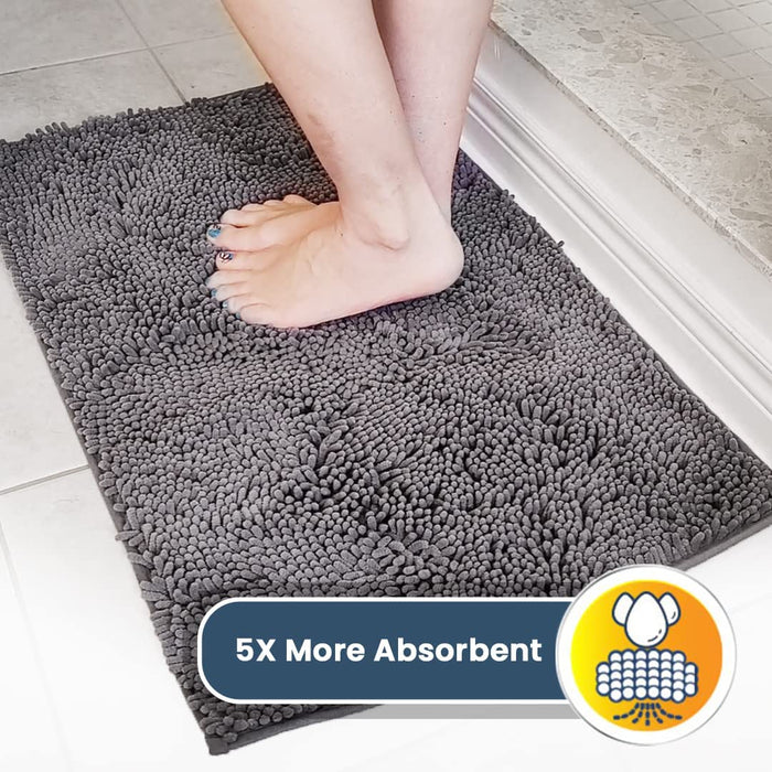 ® | Super Water Absorbent Door Mat Indoor, Microfiber Quick Dry Chenille Entryway Rug, Slip Resistant Front Door Mat, Indoor Mats for Entryway, Machine Washable Pet Rug, Grey 30"x19"