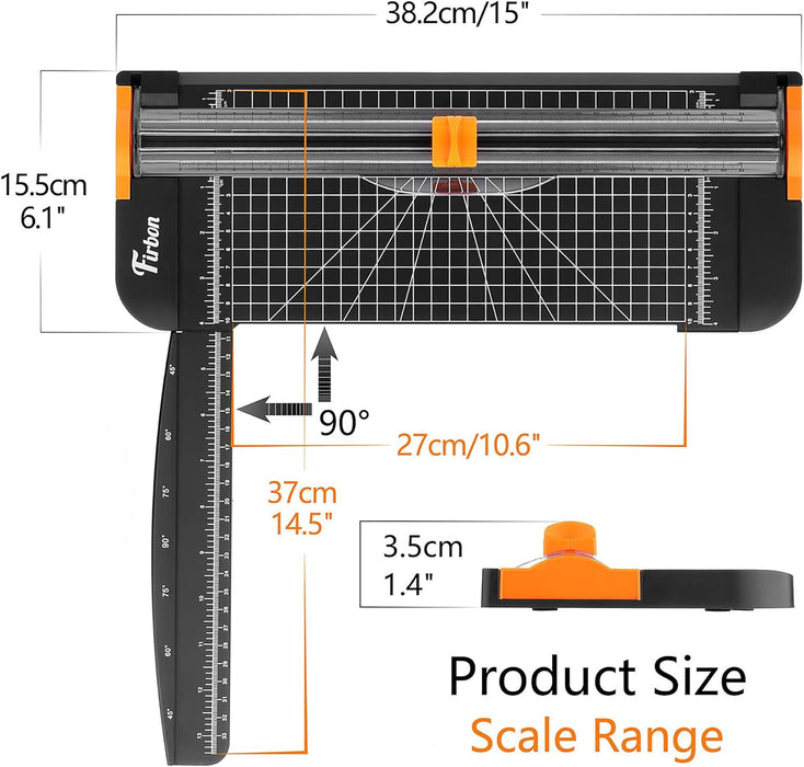 A4 Paper Cutter, 12 Inch Paper Trimmer with Extened Ruler, Black