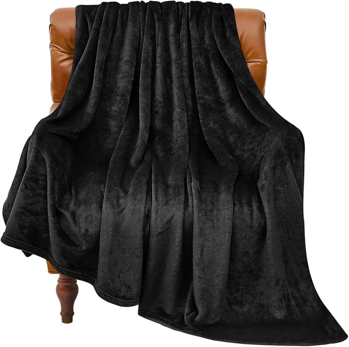 Fleece Blanket Soft Plush Throw for Couch Black 50"x60"