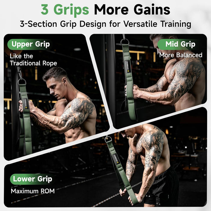 MANUEKLEAR 24-Inch 3-Grip Tricep Rope Cable Attachment for Gym Greater ROM