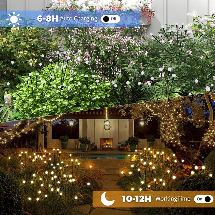 4 Pack Solar Garden Lights, 32 LED Firely Lights Outdoor