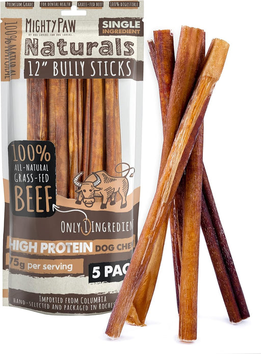 12" Bully Sticks for Dogs - Large, Medium and Small Dog Chew