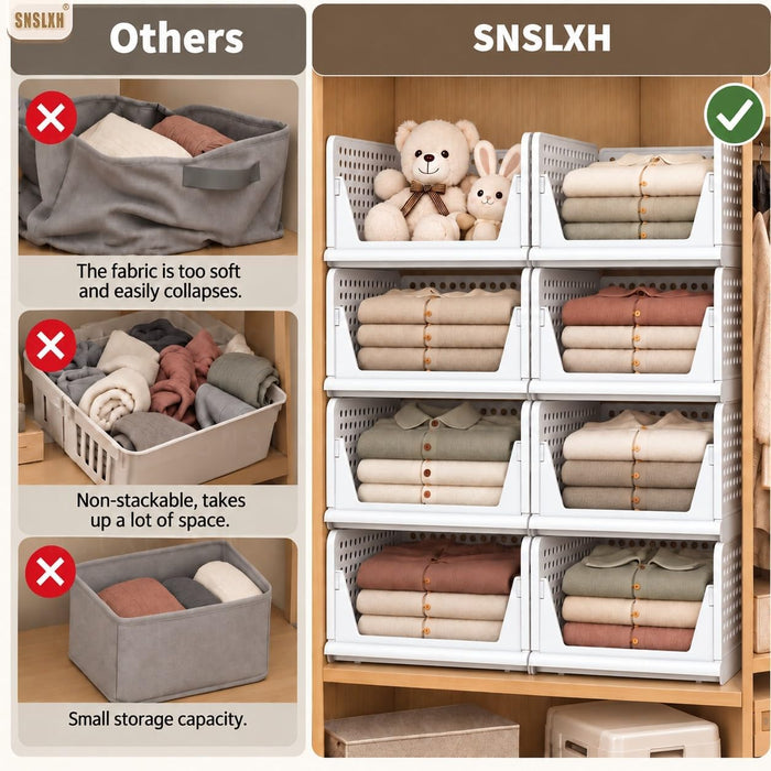 Closet Organizers and Storage, 5 Pack Stackable Closet Bins