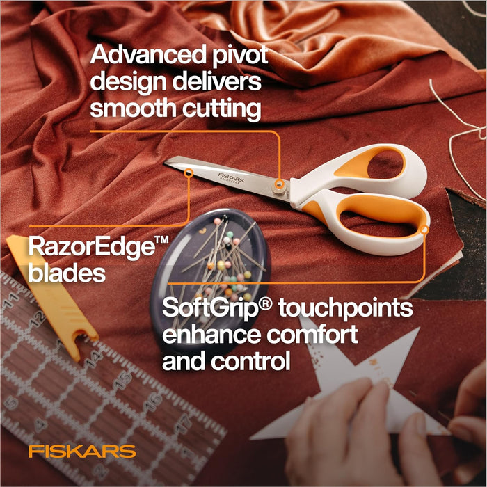 Fiskars 8" RazorEdge Fabric Scissors, Heavy Duty & Sharp Fabric Shears