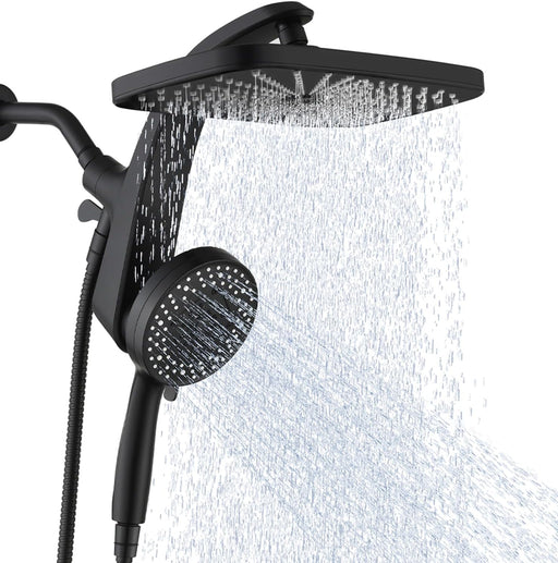 Rain Shower Head with Handheld Showerhead, Black 1.75GPM 460311