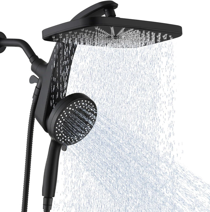 Rain Shower Head with Handheld Showerhead, Black 1.75GPM 460311