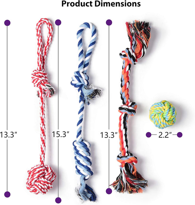 Dog Rope Toys, 4 Pack Cotton Puppy Teething and Chew Toys