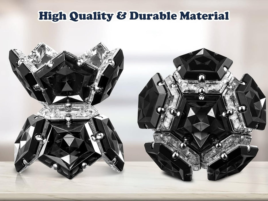 Magnetic Fidget Sphere - Anxiety Sensory Fidgets Toys - Crystal Black - 12 Piece Set - Creativity Beyond Imagination, In
