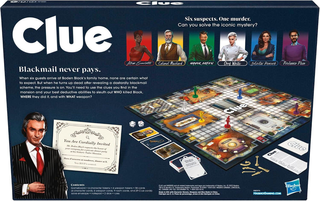 Clue Board Game for Ages 8 and Up, Reimagined Clue Game for 2-6 Players, Mystery, Detective, Family Games for Kids and A