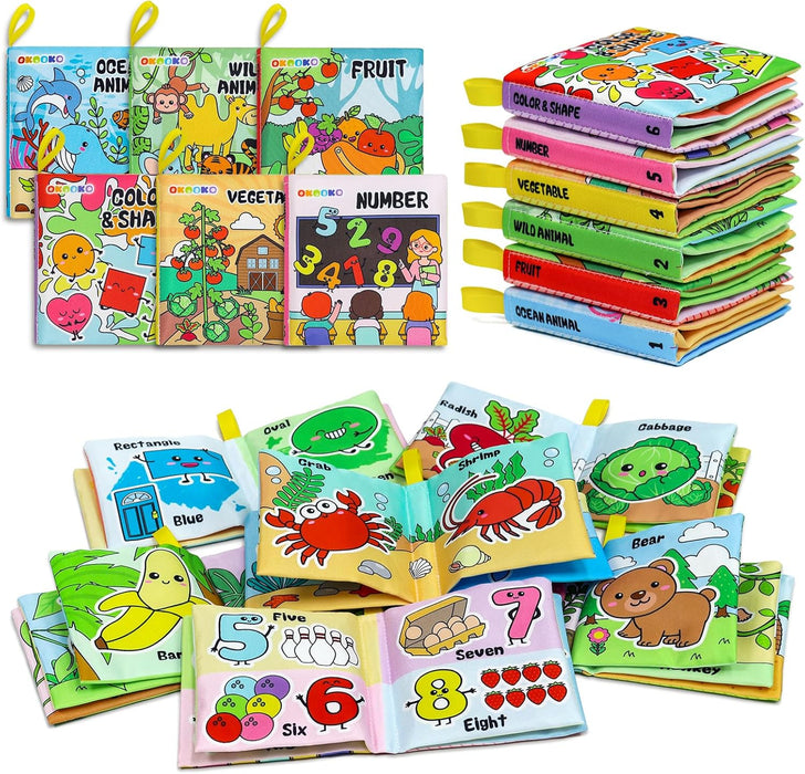 6 Pack Soft Baby Book, Bath Toy, Soft Cloth Book, Crinkle Book