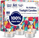Tea Lights Candles 80 Pack, 4 Hour Palm Wax Tealights