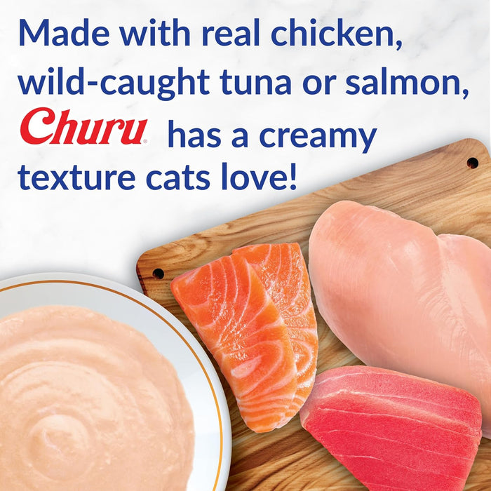 Churu Cat Treats, Lickable, Squeezable Creamy Purée Cat Treat with Green Tea Extract & Taurine, 0.5 Ounces Each Tube, 50