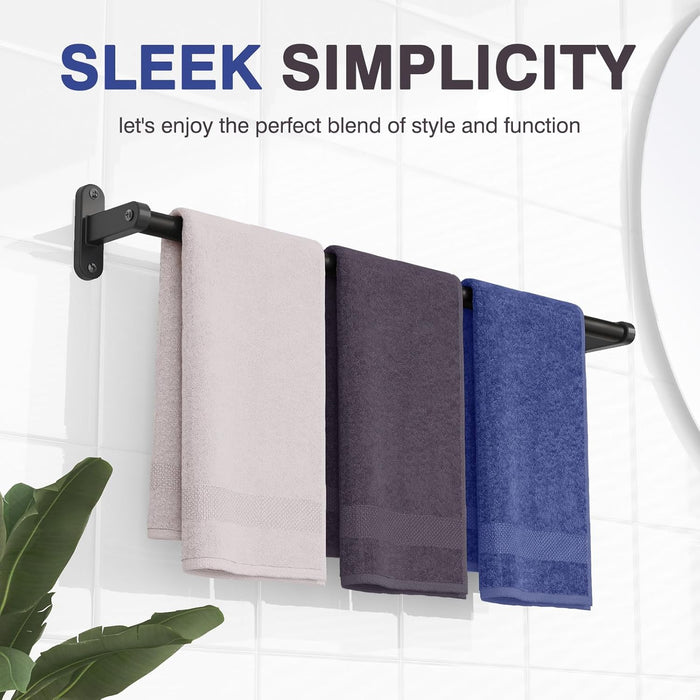 Matte Black 24" Towel Rack, Rustproof Wall Mounted Towel Bar