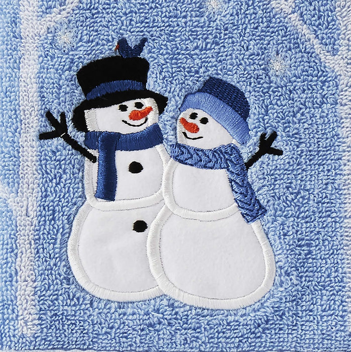 Christmas Winter Friends Snowman Hand Towel Set-2pc, Blue