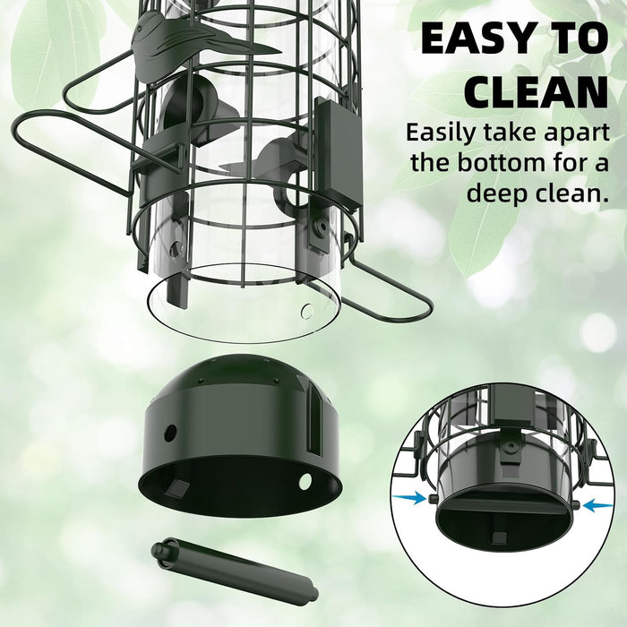 Squirrel Proof Bird Feeder,Metal Mesh Bird Feeders for Outdoors Hanging,Gravity Protection Squirrel Proof Wild Bird Feed