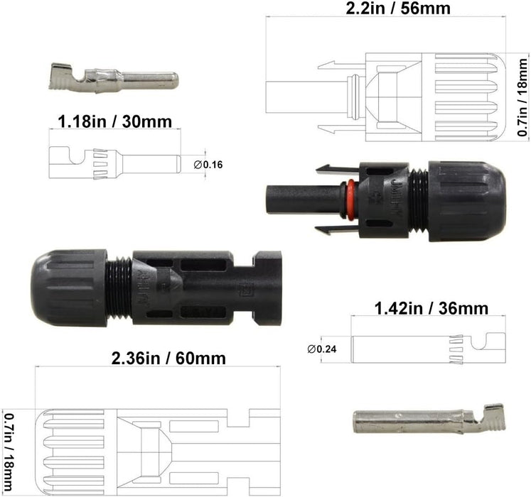 25Pairs / 50PCS Solar Connectors - Male & Female IP67 Waterproof Connector (25 Pairs Solar connectors)