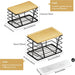 2 Pack Stackable Storage Laundry Kitchen Organizers, Wall Mount Trash Bag Holder with Bamboo Top and Garbage Bag Dispens