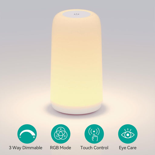 Touch Bedside Table LED Lamp, [Sleek Design & RGB Mode] Multi-Color Dimmable with Warm White Lights, Birthday Gifts for 