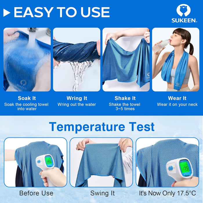 4 Pack Cooling Towels (40"x 12"), Cooling Neck Wraps, Soft Ice Towel
