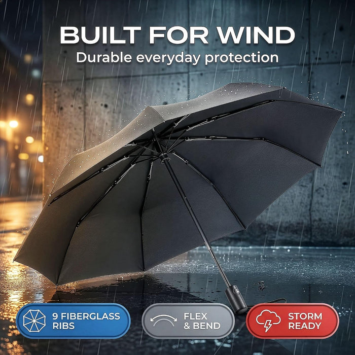 3 Pack Windproof Travel Umbrellas Compact Auto Open