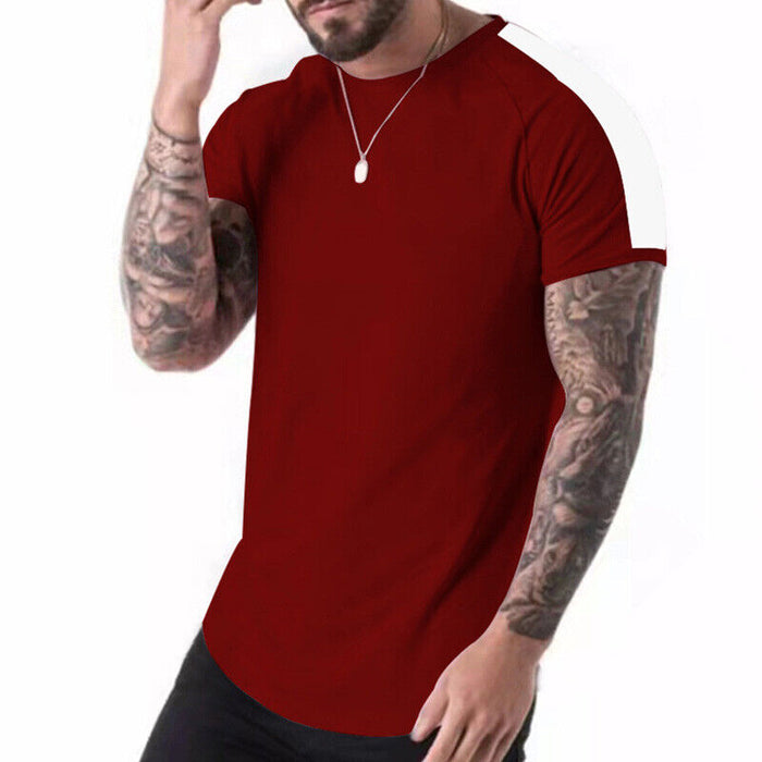 Mens Casual round Curved Hem T-Shirt Men Sport Fashion Short Sleeve T Shirts