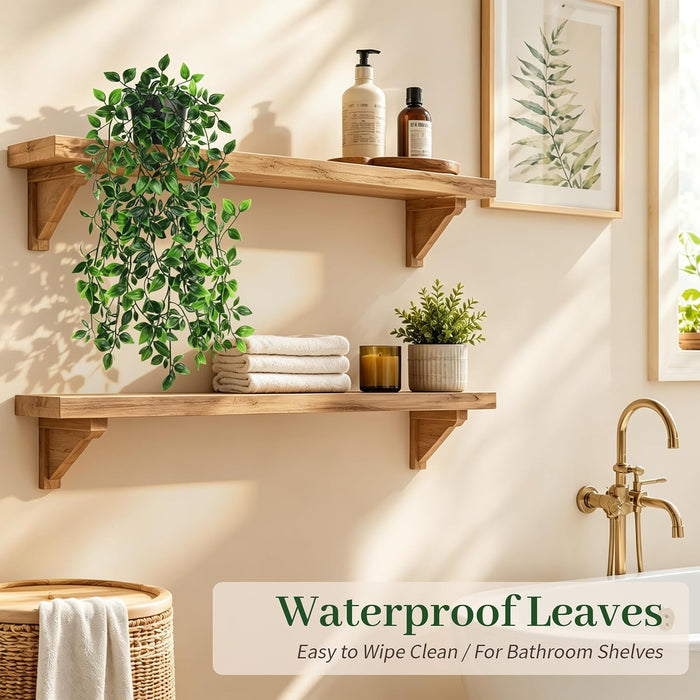 Fake Hanging Plant with Lifelike Mandala Leaves, Ready-to-Display