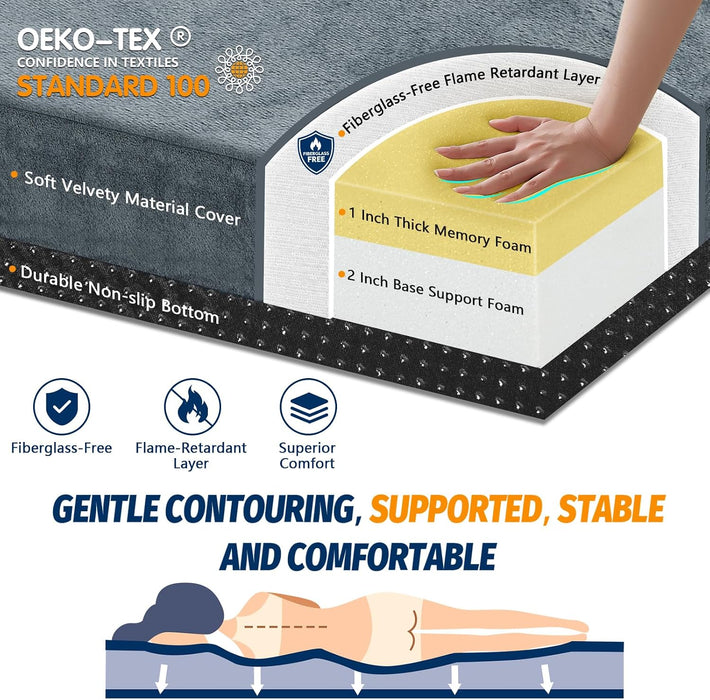 Memory Foam Camping Mattress Pad, Sleeping Mat, Portable Roll Up Mattress for Adults, Camping Bed Pads for Sleepover, Ca