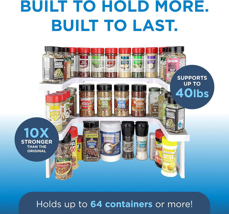 3.0 - Expandable 2 Tiered Spice Rack Organizer for Cabinet & Pantry - Kitchen Seasoning Organizer - Cabinet Spice Racks 