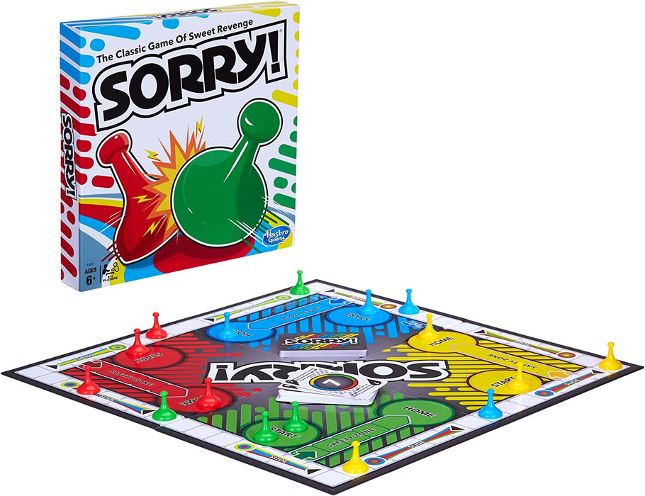 Sorry! Board Game for Kids Ages 6 and Up; Classic Hasbro Board Game; Each Player Gets 4 Pawns; Family Game