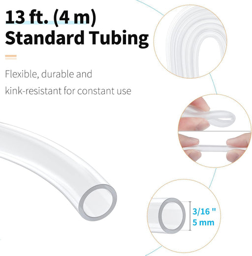 13 Feet Airline Tubing Standard Aquarium Air Pump Accessories with Air Stones, Check Valves, Suction Cups and Connectors
