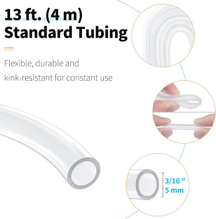 13 Feet Airline Tubing Standard Aquarium Air Pump Accessories with Air Stones, Check Valves, Suction Cups and Connectors