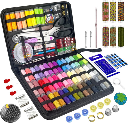 305Pcs Sewing Kit for Adults, 56Color Thread Spools, Portable Needle and Thread Kit for Sewing, with Scissors and Access