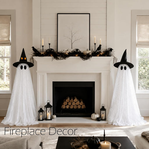 2Packs Halloween Decorations Outdoor,Halloweens Party Decoration Indoor,59in Spooky Ghost with Remote Control String Lig