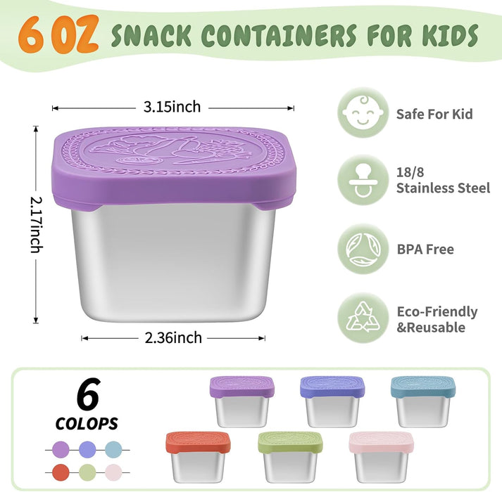6 Oz Snack Containers with Lids for Kids - 6 Pack Lunch Box Accessories