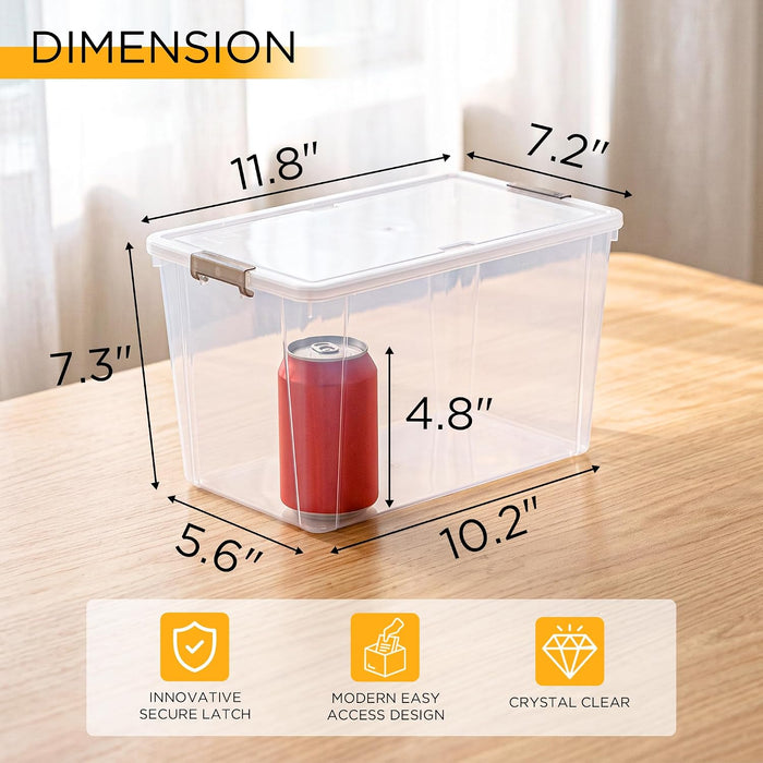6Packs 7.8Qt Plastic Storage Bins with Lids, Clear Organizer