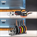 Pots and Pans Organizer Rack for Cabinet and Countertop, 10+ Pot Lids, Bakeware and Cookware Holder with 10 Adjustable Compartments - Black