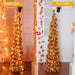 5 FT Fall Tree Fall Decor, Tinsel Maples Tree with 50 Warm White Lights