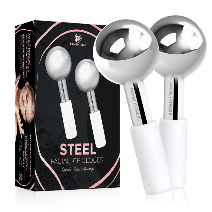 Ice Globes for Facials | Unbreakable Steel Cooling Roller | Cryo Sticks for Face | Massager for Face Neck & Eyes | Skin Care for Dark Circles, Puffiness, Wrinkles, Collagen Production (White)