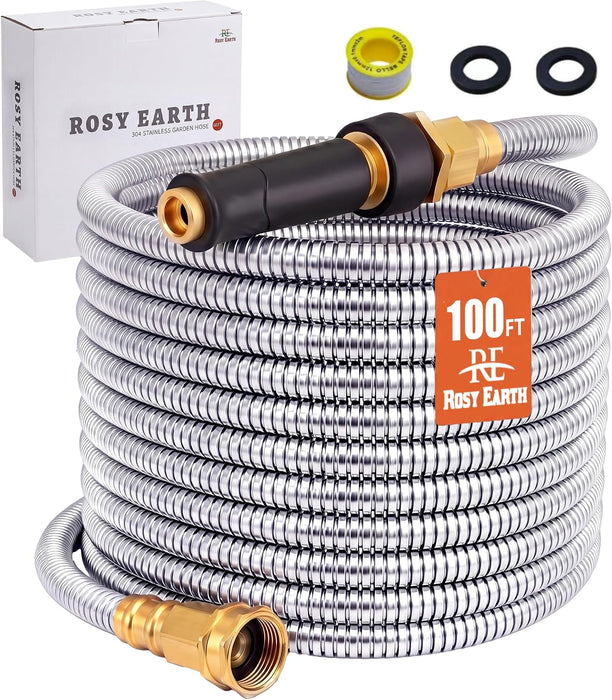 100 FT Garden Hose Expandable, 304 Stainless Steel Water Hose