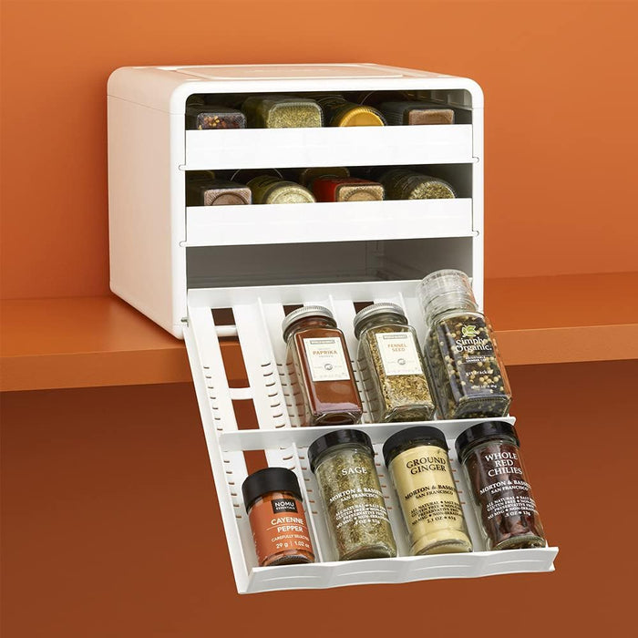 SpiceStack® Adjustable Spice Rack Organizer, Pull-Down 24-Bottle Seasonings and Spices Holder for Kitchen Cabinet and Pantry Organization with 104 Included Labels
