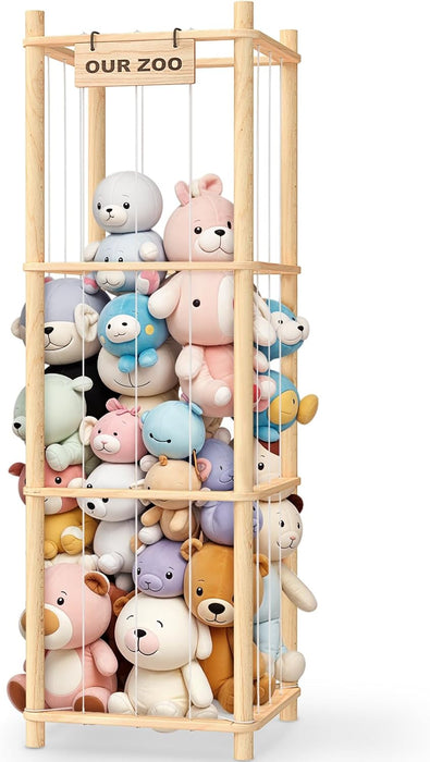 Stuffed Animal Storage & Organizer, Wooden Toy Holder Zoo for Kids