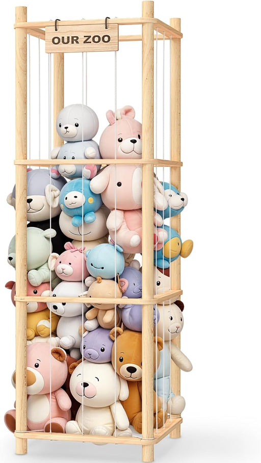 Stuffed Animal Storage & Organizer, Wooden Toy Holder Zoo for Kids