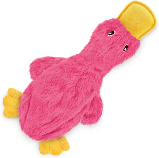 Interactive Squeaky Dog Toy - Crinkle Duck, Pink
