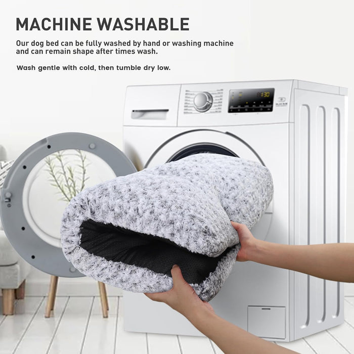 Washable Dog Bed Medium Size Dog Crate Bed Plush Pet Mat 35"x23" Gray