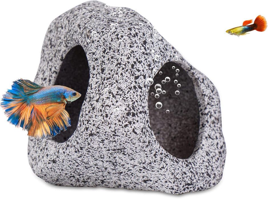 Betta Fish Tank Rock Cave Decor Aquarium Accessories, Medium