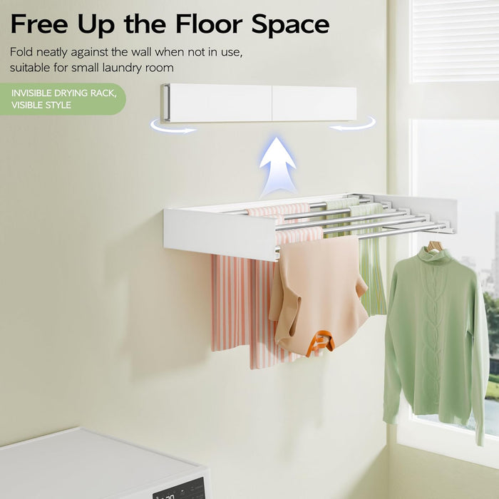 Wall Mounted Clothes Drying Rack 32", Foldable Wall Laundry Rack