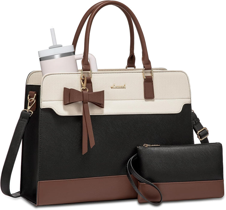 Laptop Tote Bag for Women,Leather Work Bag, Waterproof Business Teacher Bag,Large Computer Handbag Purse Briefcase,Offic