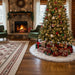 48 Inch White Faux Fur Christmas Tree Skirt, Luxury Plush Tree Base Cover for Holiday Party and Home Christmas Decor